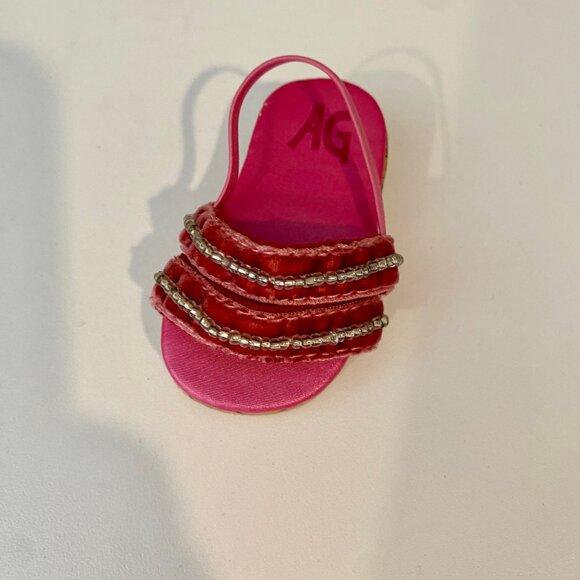 American Girl Doll Pink Beaded Sandal - Left Foot Replacement Shoe - Picture 3 of 5